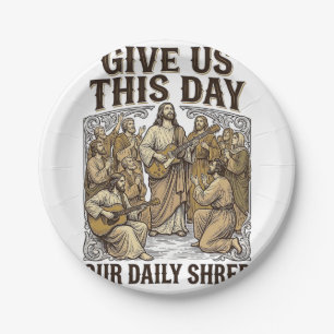 Vintage Daily Shred Religious Guitar Vector Paper Plates