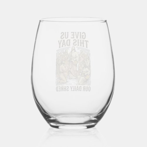 Vintage Daily Shred Religious Guitar Vector Stemless Wine Glass