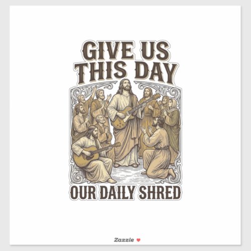 Vintage Daily Shred Religious Guitar Vector Sticker