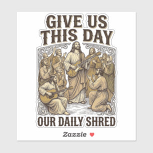 Vintage Daily Shred Religious Guitar Vector Sticker