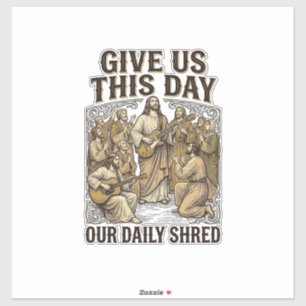 Vintage Daily Shred Religious Guitar Vector Sticker