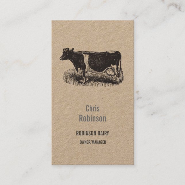 Vintage Dairy Cow Farmer Butcher Business Card (Front)