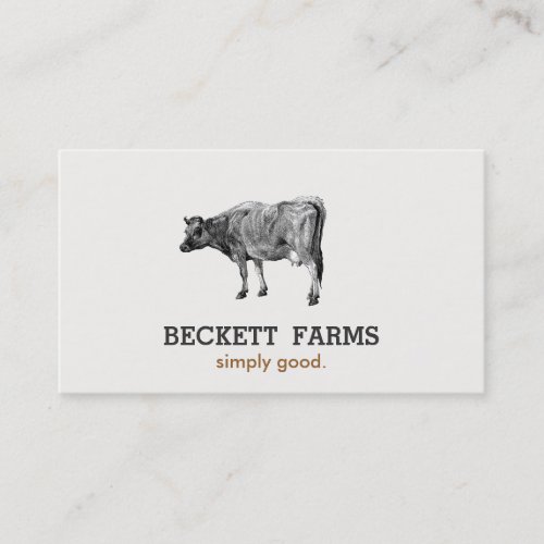 Vintage Dairy Cow Logo  Rustic Country Business Card