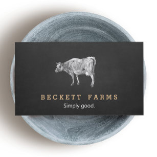 Vintage Dairy Cow Logo Rustic Country Chalkboard Business Card