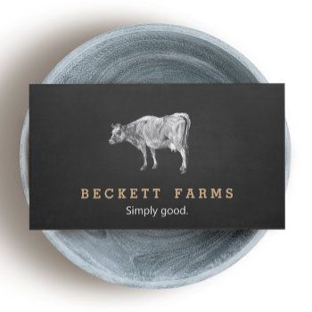 Vintage Dairy Cow Logo Rustic Country Chalkboard Business Card by sm_business_cards at Zazzle