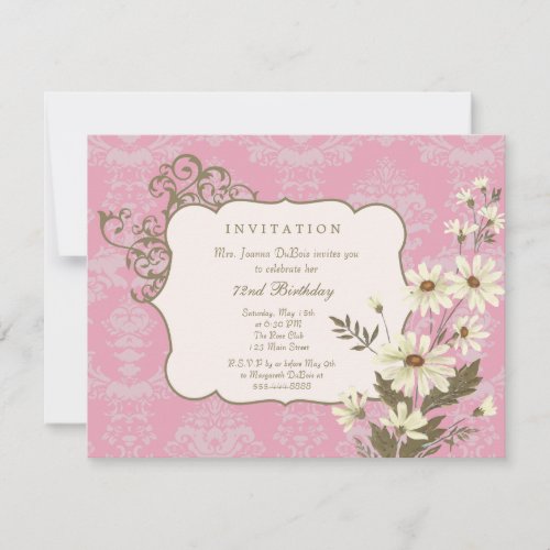 Vintage Daisies 70th_79th Elegant Birthday Party Invitation