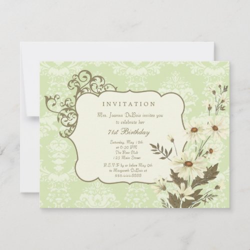 Vintage Daisies 70th_79th Elegant Birthday Party Invitation