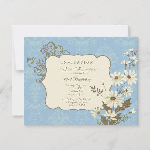 Vintage Daisies 70th_79th Elegant Birthday Party Invitation