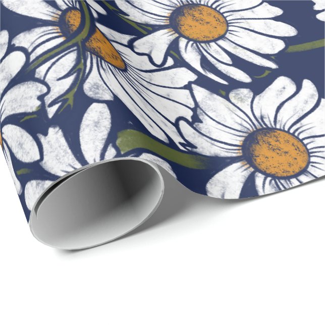 Vintage Daisies Daisy Garden Pattern Gardener Wrapping Paper (Roll Corner)