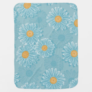 Vintage daisies: floral outline pattern. baby blanket