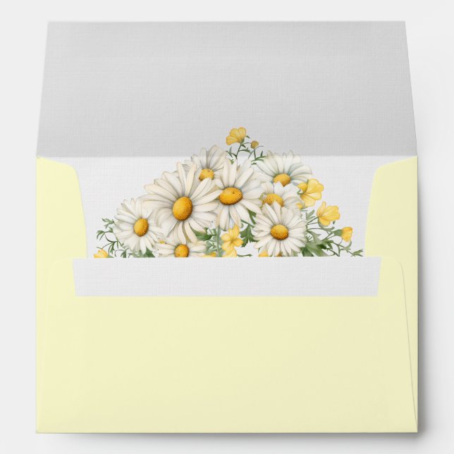 Vintage Daisies Floral Wedding  Envelope (Back (Bottom))