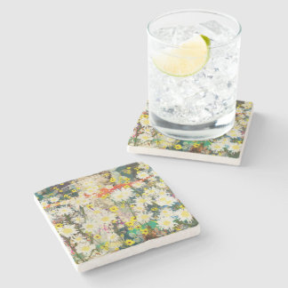 Vintage Daisies - Nature Inspired Floral Art - Stone Coaster