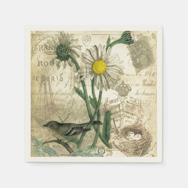Vintage daisies paper napkins (Front)
