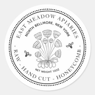 Vintage Daisy and Bee Honeycomb Honey White Label