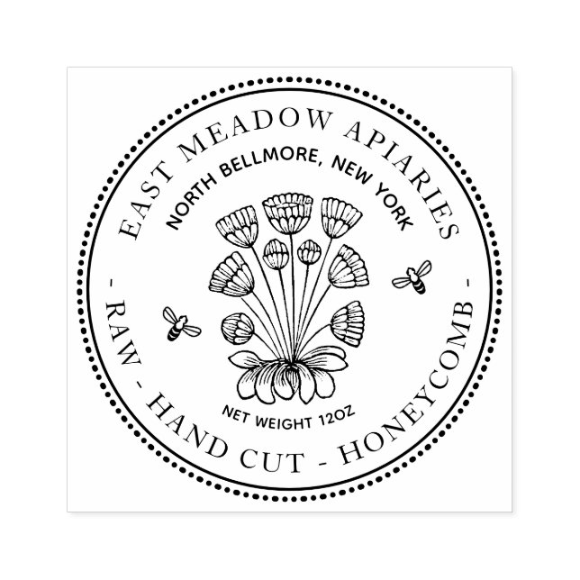 Vintage Daisy and Bee Honeycomb Stamp (Imprint)