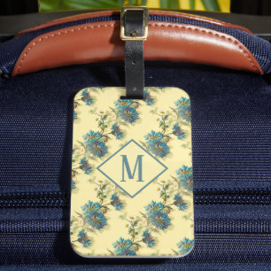 Vintage Daisy and Cornflower Floral Pattern   Luggage Tag