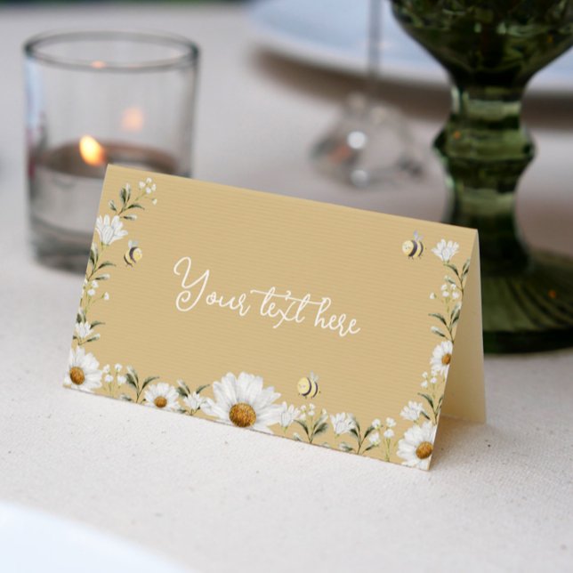 Vintage Daisy Bee Birthday Party Place Card (Creator Uploaded)