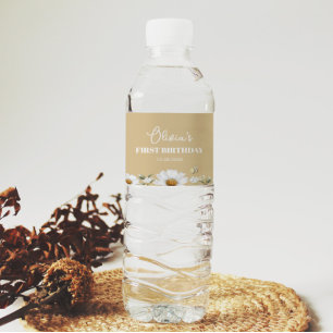 Vintage Daisy Bee Birthday Water Bottle Label