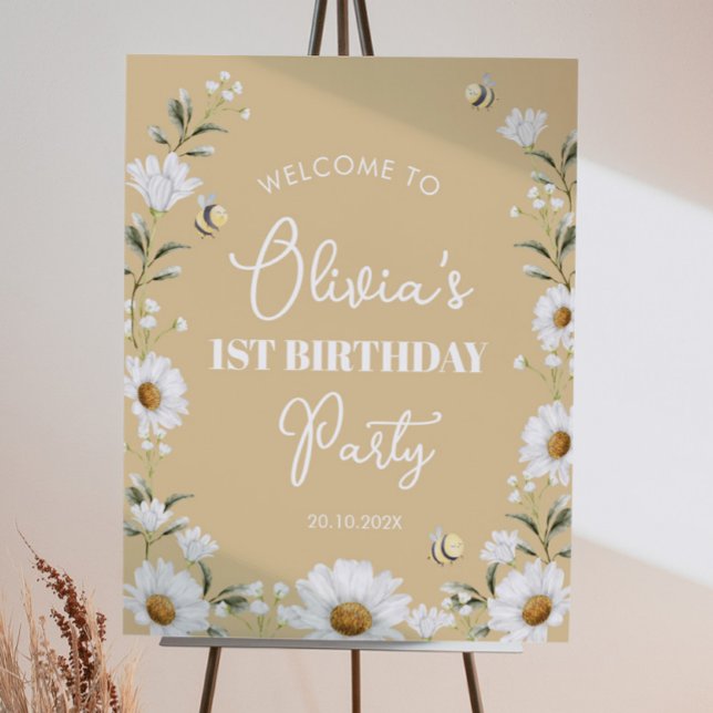 Vintage Daisy Bee Birthday Welcome Sign (Creator Uploaded)