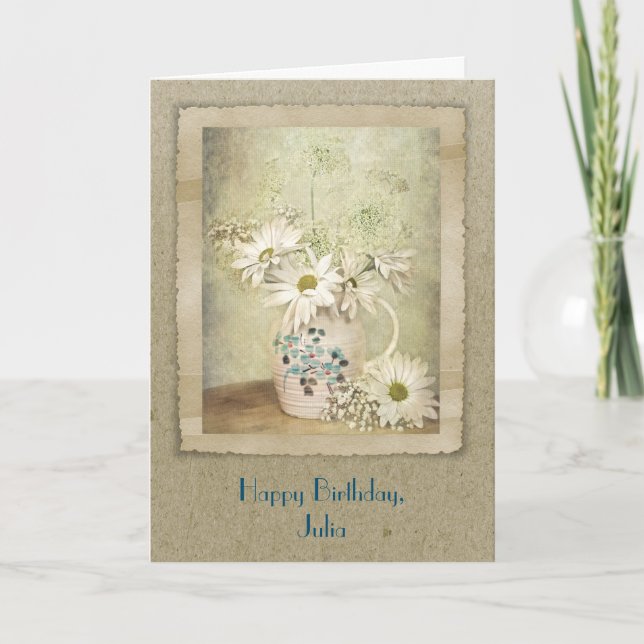 Vintage Daisy Birthday Bouquet Card (Front)