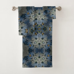 Vintage Daisy Blue Floral Bath Towel Set