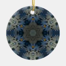 Vintage Daisy Blue Floral Ceramic Ornament