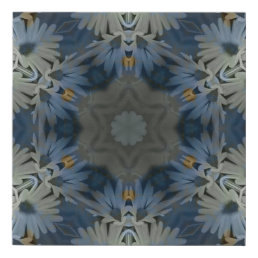 Vintage Daisy Blue Floral Faux Canvas Print