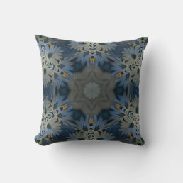 Vintage Daisy Blue Floral Throw Pillow