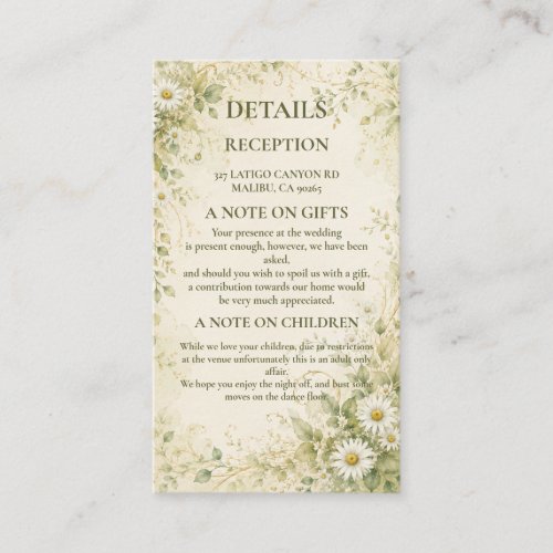 Vintage Daisy Botanical Enclosure Card
