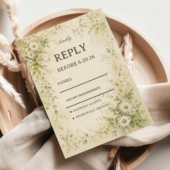 Vintage Daisy Botanical RSVP Card (Creator Uploaded)