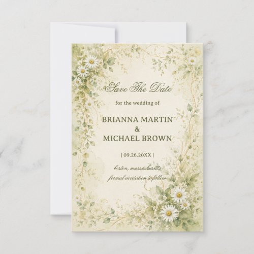Vintage Daisy Botanical Save The Date