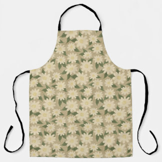 Vintage Daisy Floral in Sage Green and Cream Apron