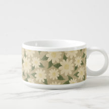 Vintage Daisy Floral in Sage Green and Cream