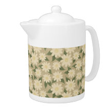 Vintage Daisy Floral in Sage Green and Cream