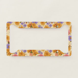 Vintage Daisy Floral Pattern (2) License Plate Frame