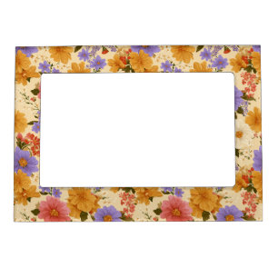 Vintage Daisy Floral Pattern (2) Magnetic Frame
