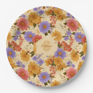 Vintage Daisy Floral Pattern (2) Paper Plates