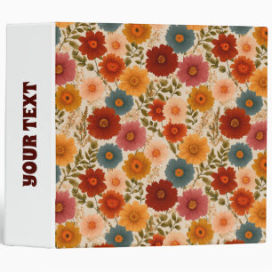 Vintage Daisy Floral Pattern 3 Ring Binder