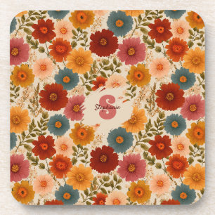 Vintage Daisy Floral Pattern Beverage Coaster