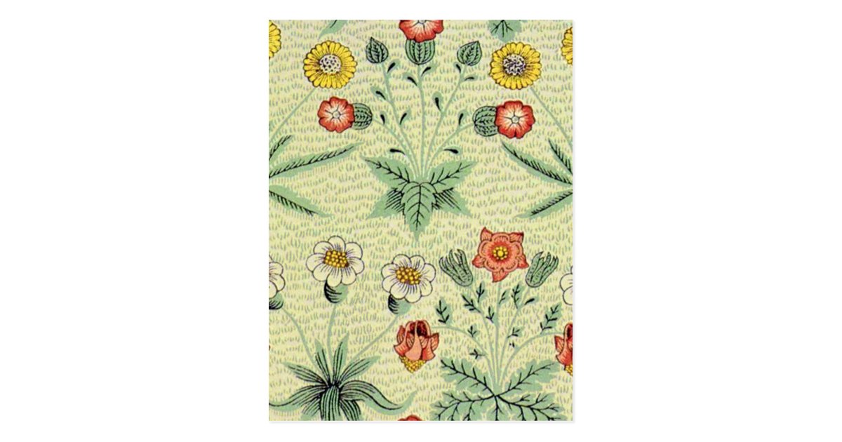Vintage Daisy Floral Pattern Designer Wallpaper Postcard Zazzle