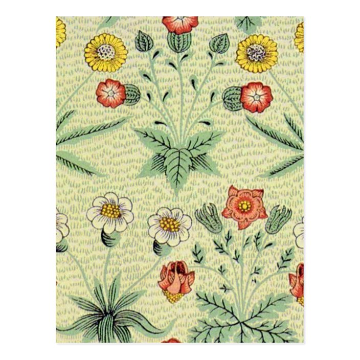 Vintage Daisy Floral Pattern Designer Wallpaper Postcard Zazzle