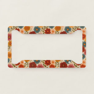 Vintage Daisy Floral Pattern License Plate Frame