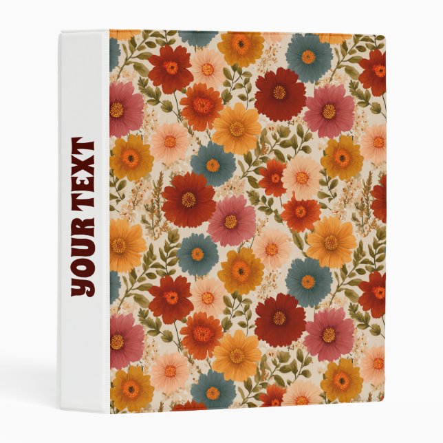 Vintage Daisy Floral Pattern Mini Binder (Front/Spine)