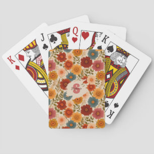 Vintage Daisy Floral Pattern Poker Cards