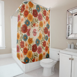 Vintage Daisy Floral Pattern Shower Curtain