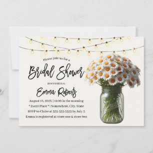 Vintage Daisy Flowers Mason Jar Bridal Shower Invitation