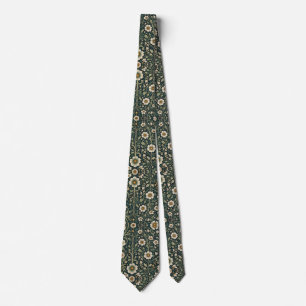 Vintage Daisy Garden Pattern Neck Tie