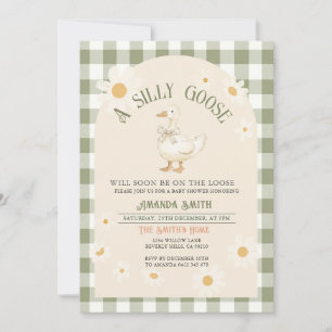 Vintage Daisy Green Goose Baby Shower Invitation
