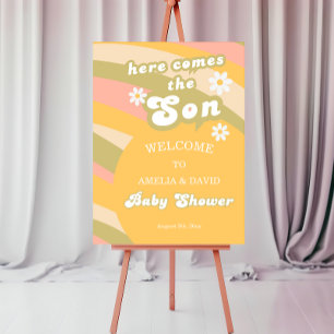 Vintage Daisy Here Comes the Son Baby Shower Foam Board
