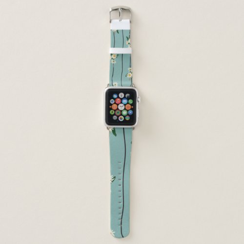 Vintage Daisy Stripes Seamless Elegance Apple Watch Band